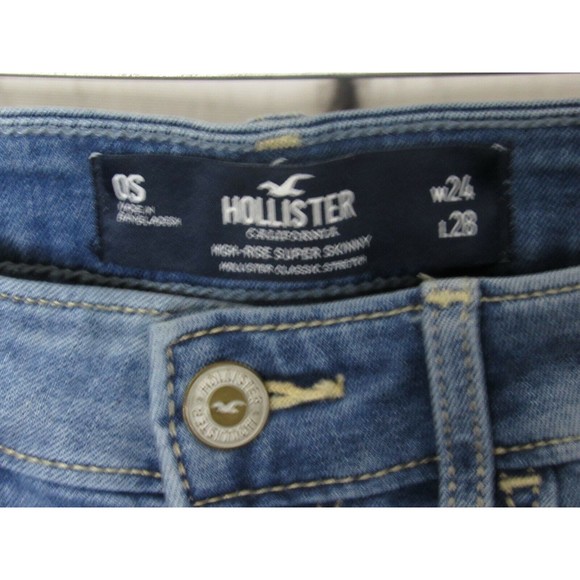 Hollister Women Jeans Size 0S Blue High Rise Super Skinny Distressed Denim - Picture 3 of 3